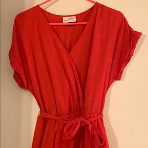 Red wrap dress